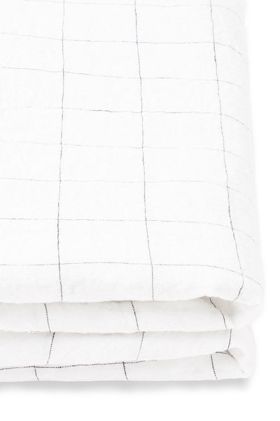 fine check linen fitted sheet