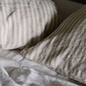 Linen Quilt Cover in Ivory Stripe, Flax Linen