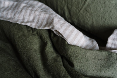 Linen Quilt Cover in Olive