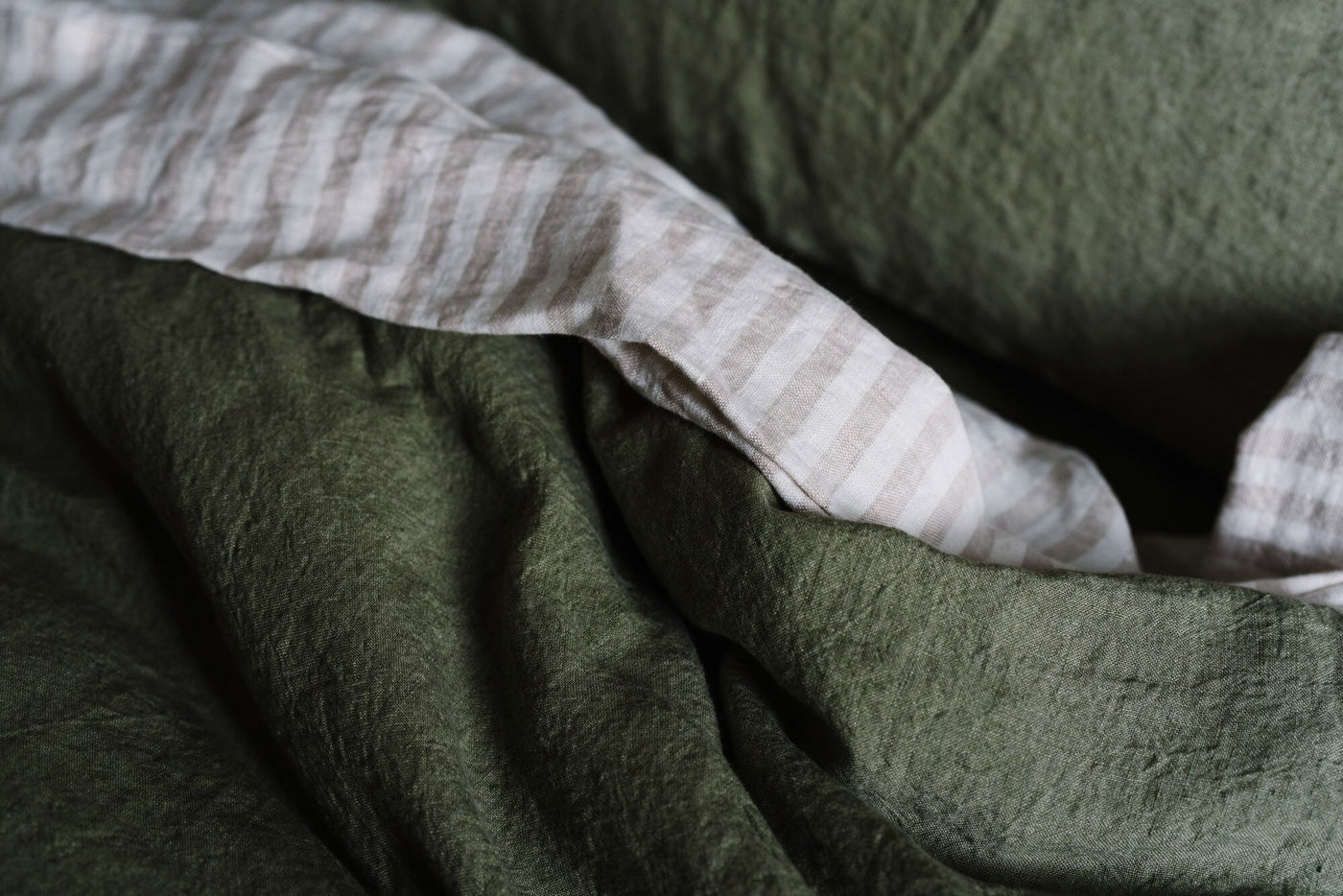 Linen Fitted Sheet in Olive